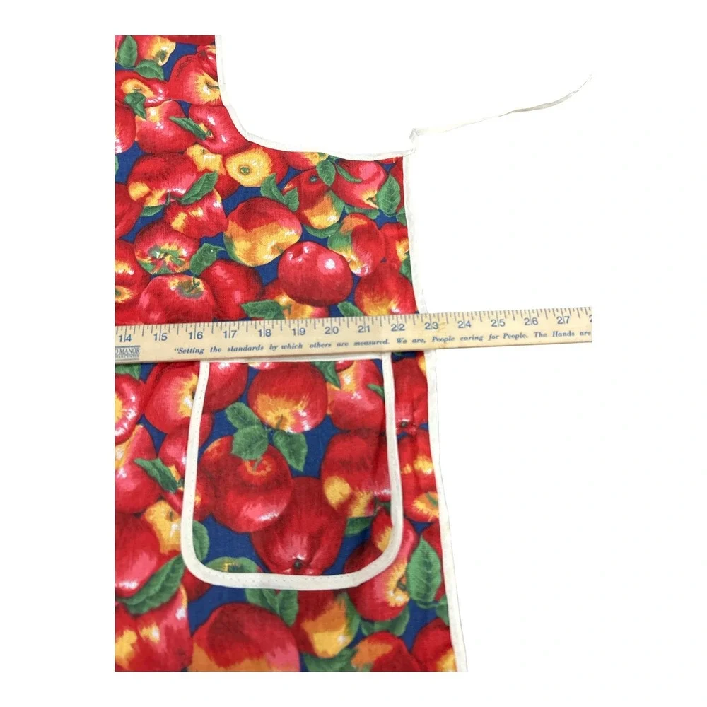 Unbranded Apple Print Apron Women OS Red Good Cottagecore Kitchen Pockets